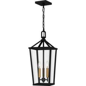 Hull Three Light Outdoor Hanging Lantern in Matte Black by Quoizel