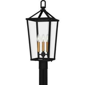 Hull Three Light Outdoor Post Mount in Matte Black by Quoizel