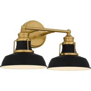 Huxley Two Light Bath in Aged Brass by Quoizel