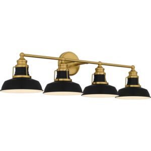 Huxley Four Light Bath in Aged Brass by Quoizel