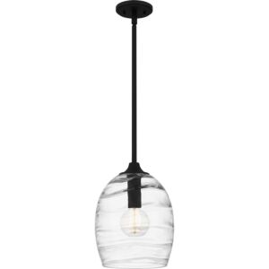 Lucy One Light Pendant in Matte Black by Quoizel