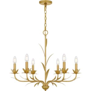 Maria Six Light Chandelier in Gold Leaf by Quoizel