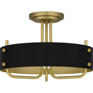 Madden Three Light Semi Flush Mount in Aged Brass by Quoizel