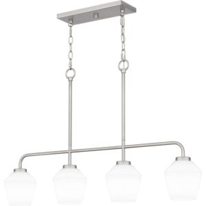 Nielson Four Light Linear Chandelier in Brushed Nickel by Quoizel