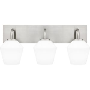 Nielson Three Light Bath in Brushed Nickel by Quoizel