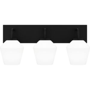 Nielson Three Light Bath in Matte Black by Quoizel