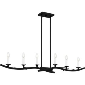 Oakley Six Light Linear Chandelier in Earth Black by Quoizel