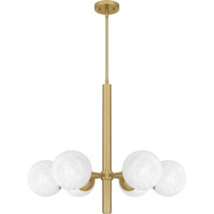 Solei Six Light Chandelier in Aged Brass by Quoizel