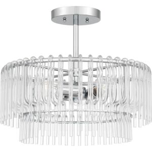 Tayshia Three Light Semi Flush Mount in Polished Chrome by Quoizel