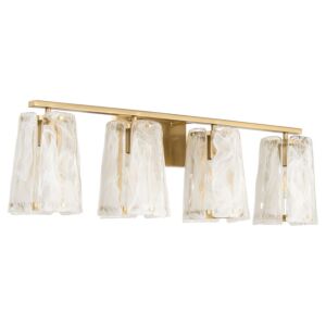 Prestige 4-Light Bathroom Vanity Light in Aged Brass