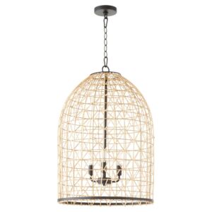 Rattan 3-Light Pendant in Matte Black