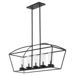 Odeon 5-Light Linear Chandelier in Matte Black