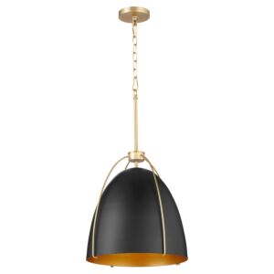 Jamie 3-Light Pendant in Matte Black w with Aged Brass