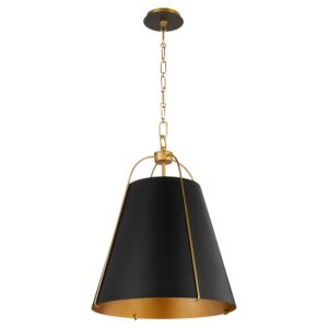 Jamie 3-Light Pendant in Matte Black w with Aged Brass