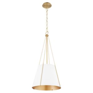 Denise 1-Light Pendant in Studio White w with Aged Brass