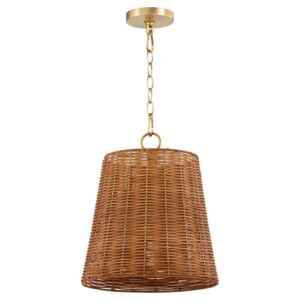 Wicker 3-Light Pendant in Aged Brass