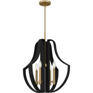 Quoizel Pendant Four Light Pendant in Matte Black by Quoizel