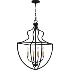 Quoizel Pendant Four Light Pendant in Matte Black by Quoizel