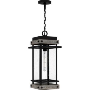 Strader One Light Outdoor Hanging Lantern in Matte Black by Quoizel