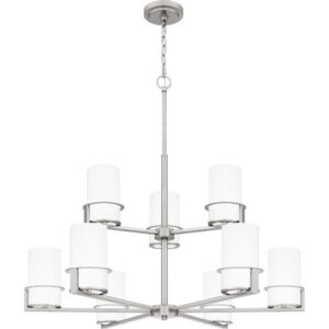 Seymour Nine Light Chandelier in Brushed Nickel by Quoizel