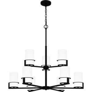 Seymour Nine Light Chandelier in Matte Black by Quoizel