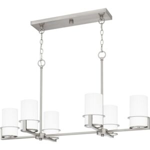 Seymour Six Light Linear Chandelier in Brushed Nickel by Quoizel