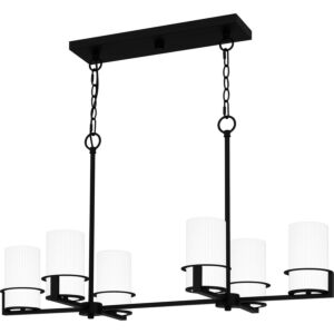 Seymour Six Light Linear Chandelier in Matte Black by Quoizel