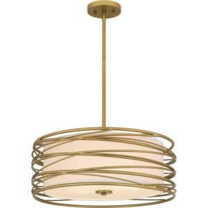 Spiral Three Light Pendant in Light Gold by Quoizel