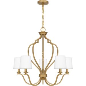 Wilkins Five Light Chandelier in Brushed Weathered Brass by Quoizel