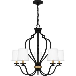 Wilkins Five Light Chandelier in Matte Black by Quoizel