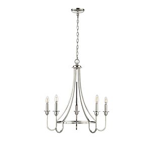 Artemis 5-Light Chandelier in Polished Nickel