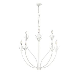 Primrose Eight Light Chandelier in Textured White by Millennium