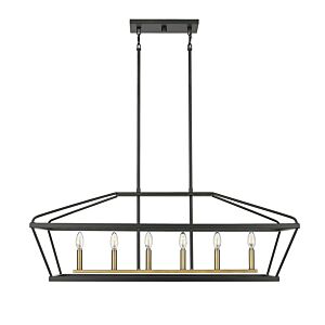 Surrey Six Light Chandelier in Matte Black   Vintage Brass by Millennium