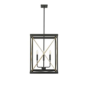 Terni 4-Light Pendant in Matte Black with Painted Modern Gold