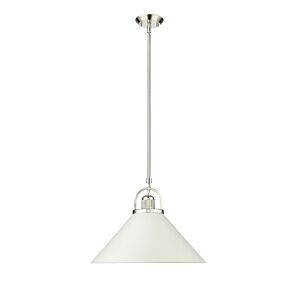 Artistan 1-Light Pendant in Polished Nickel with Matte White