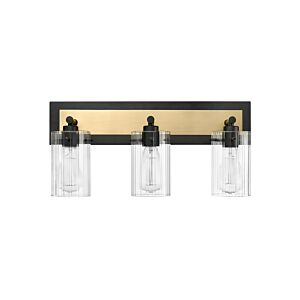 Gasol Three Light Vanity in Matte Black   Vintage Brass by Millennium