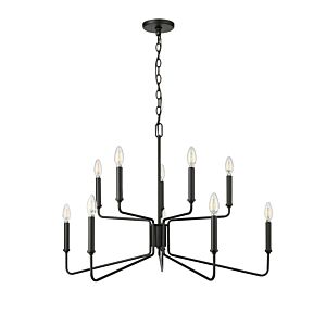 Raven Ten Light Chandelier in Matte Black by Millennium