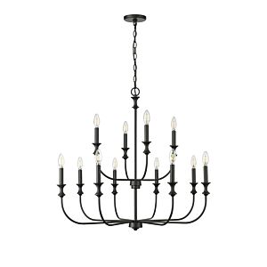 Savanne 12 Light Chandelier in Matte Black by Millennium