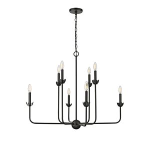 Freesia Eight Light Chandelier in Matte Black by Millennium