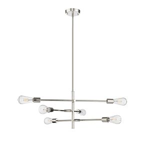 Decco Six Light Chandelier in Polished Nickel by Millennium