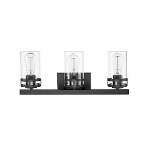 Lunden Three Light Vanity in Matte Black by Millennium