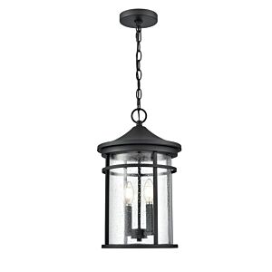 Namath Two Light Outdoor Hanging Lantern in Textured Black by Millennium