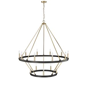 Carruth 15 Light Chandelier in Matte Black   Modern Gold by Millennium