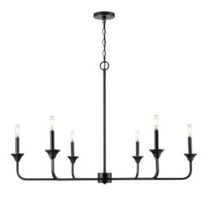 Herring Six Light Chandelier in Matte Black by Millennium