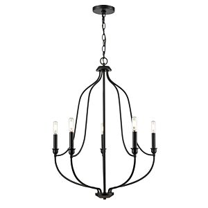 Senoia Five Light Chandelier in Matte Black by Millennium