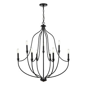 Senoia Nine Light Chandelier in Matte Black by Millennium