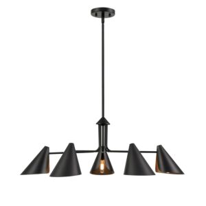 Warhol Five Light Chandelier in Matte Black by Millennium