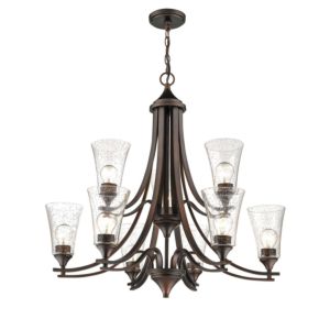 Natalie Nine Light Chandelier in Rubbed Bronze by Millennium