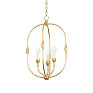 Baltic Three Light Lantern in Vintage Gold Leaf by Hudson Valley