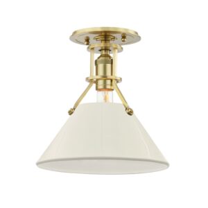 Painted No.2 One Light Semi Flush Mount in Aged Brass Off White by Hudson Valley